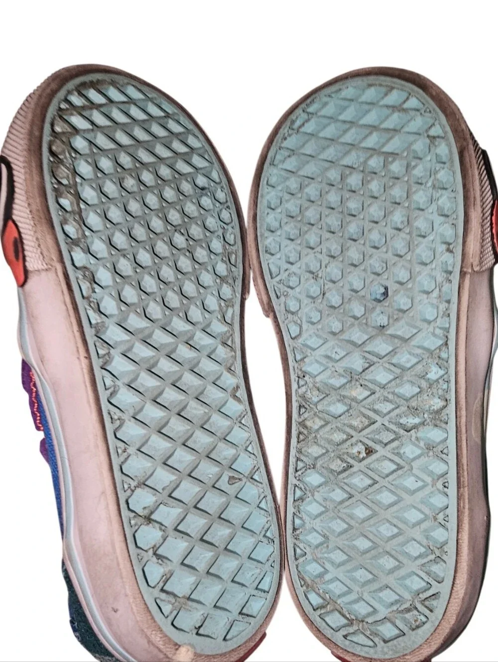 Vans Teal Glitter Slip-On Kids Shoes with Purple Accents